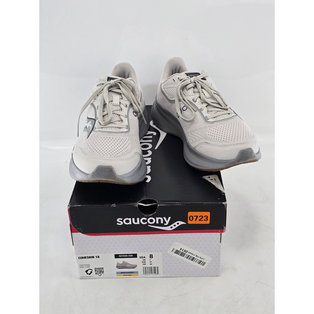 Saucony Cohesion 18 Running Shoes Mens 8 Fog Fossil Grey Wide Athletic‎ - VG